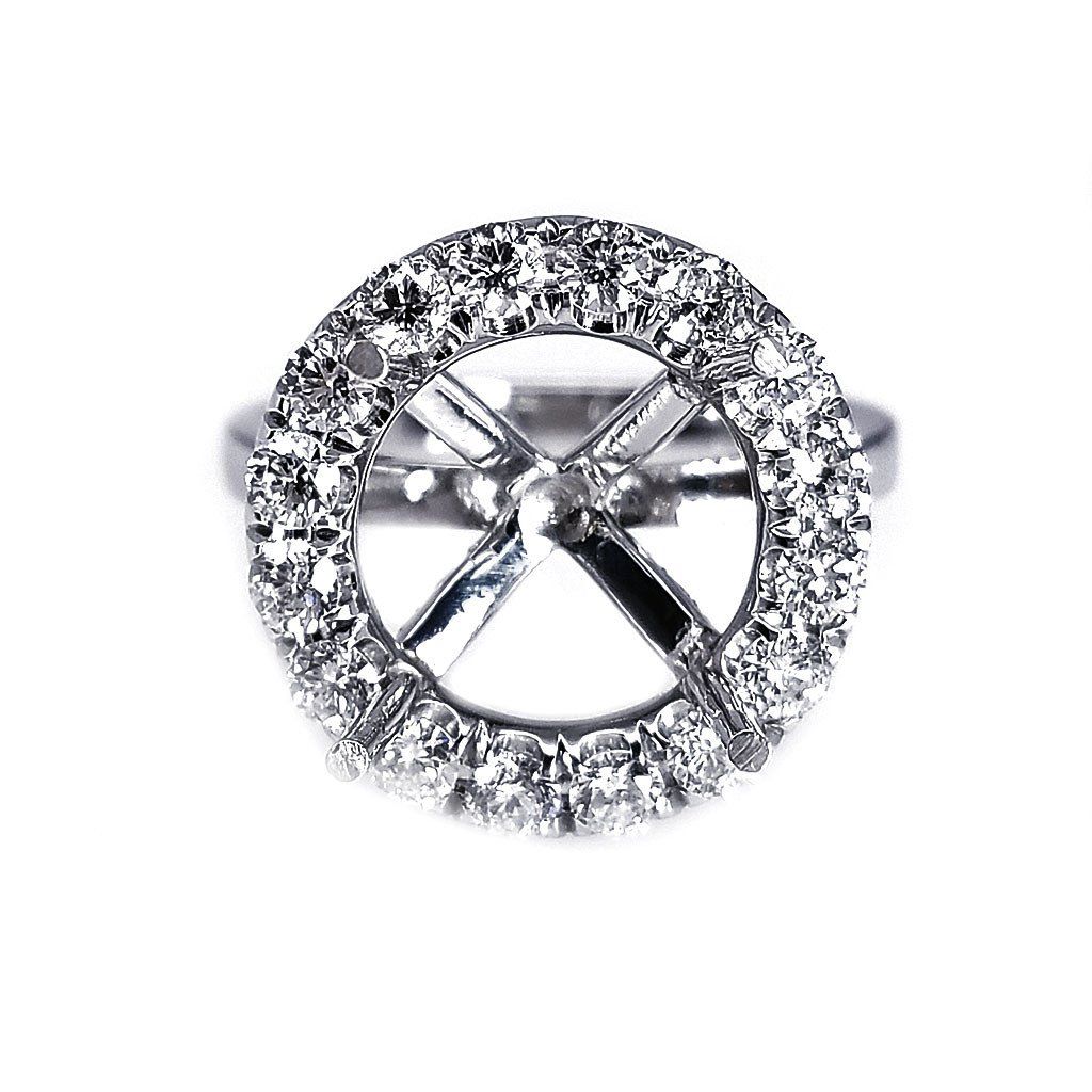 "ENGR02985" Halo Diamond Engagement Ring Setting With Secret Diamonds On The Pegs