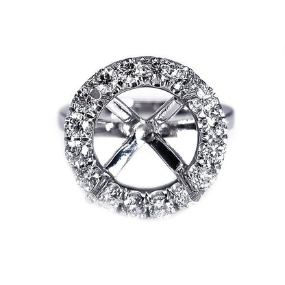 "ENGR02985" Halo Diamond Engagement Ring Setting With Secret Diamonds On The Pegs