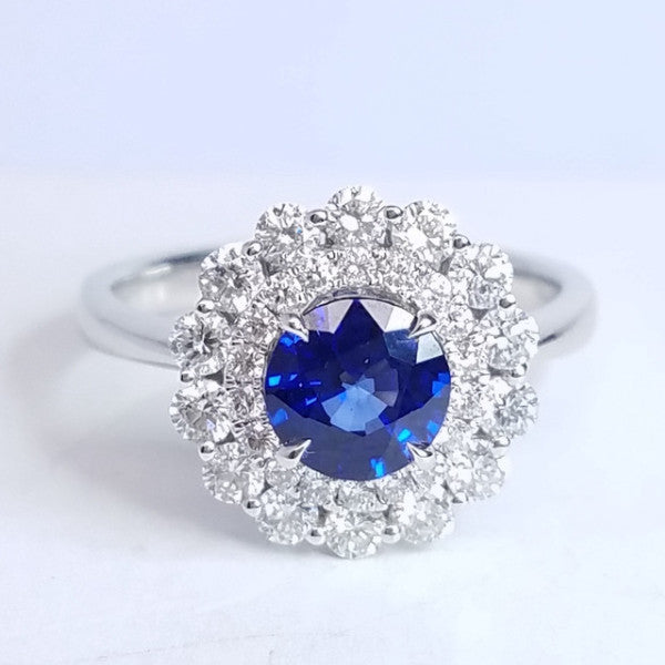 "ENGR02989" Double Halo Sapphire Diamond Rong