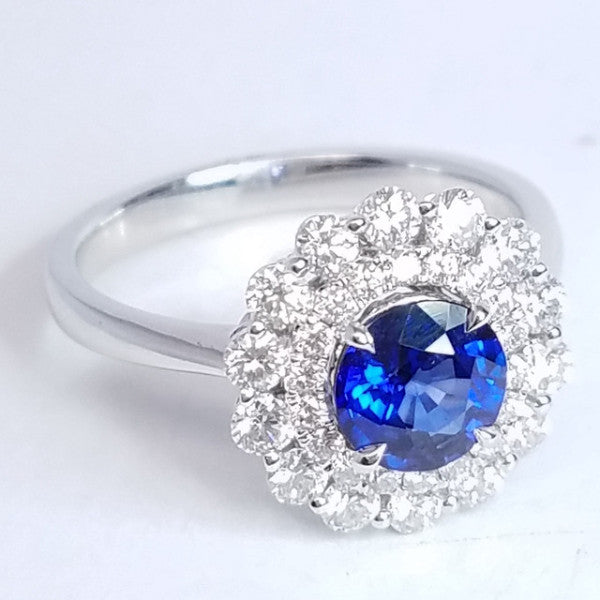"ENGR02989" Double Halo Sapphire Diamond Rong