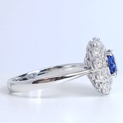 "ENGR02989" Double Halo Sapphire Diamond Rong
