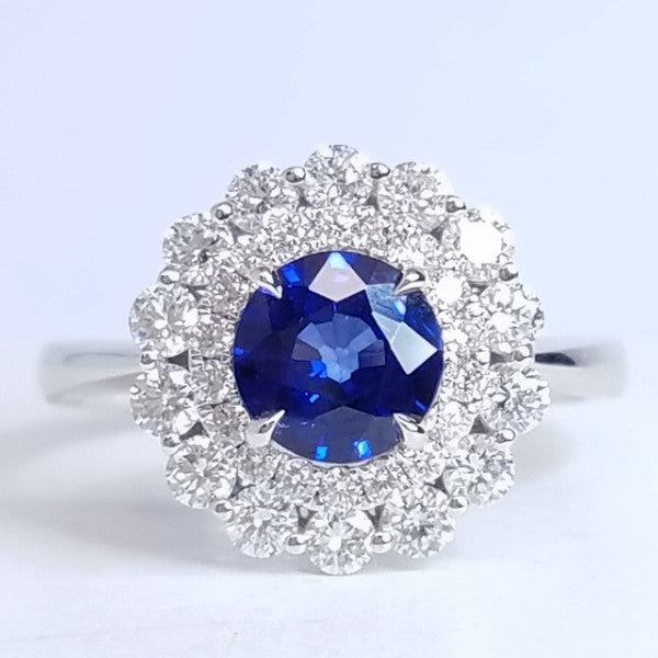 "ENGR02989" Double Halo Sapphire Diamond Rong