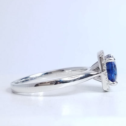 "ENGR02992" Cushion Sapphire Diamond Halo Ring