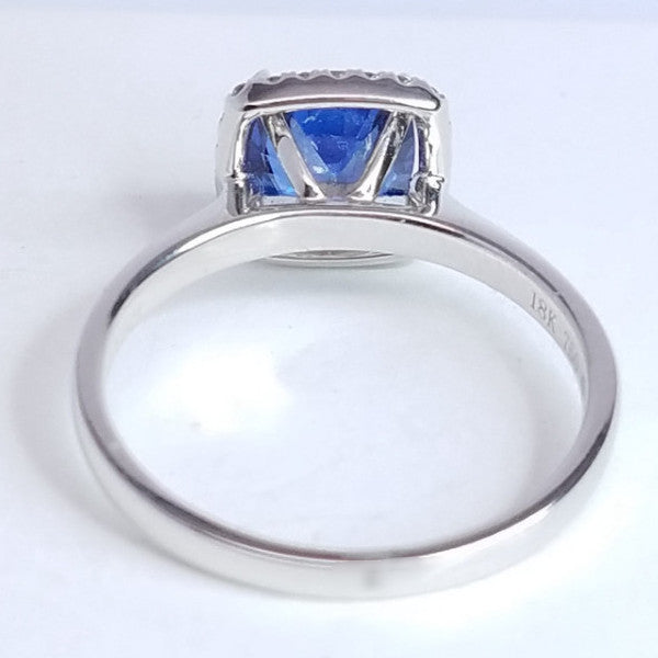 "ENGR02992" Cushion Sapphire Diamond Halo Ring