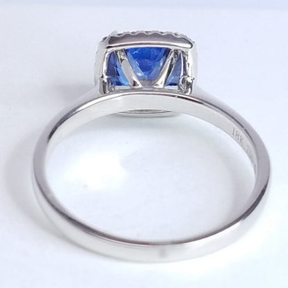 "ENGR02992" Cushion Sapphire Diamond Halo Ring
