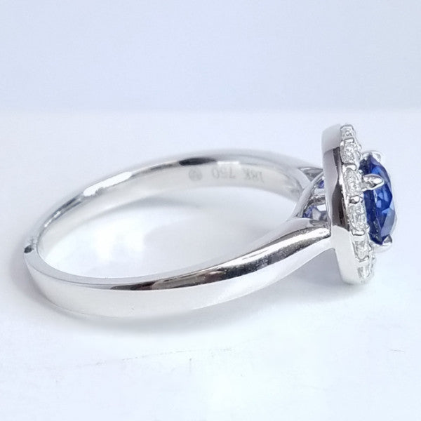 "ENGR02993" Blue Sapphire Diamond Halo Ring