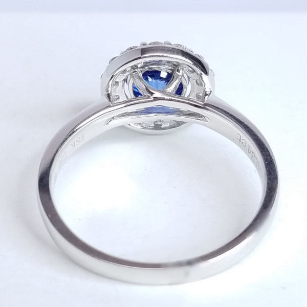 "ENGR02993" Blue Sapphire Diamond Halo Ring