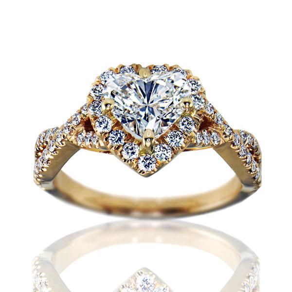 "ENGR02995" Heart Shape Halo Twist Rose Gold Engagement Ring