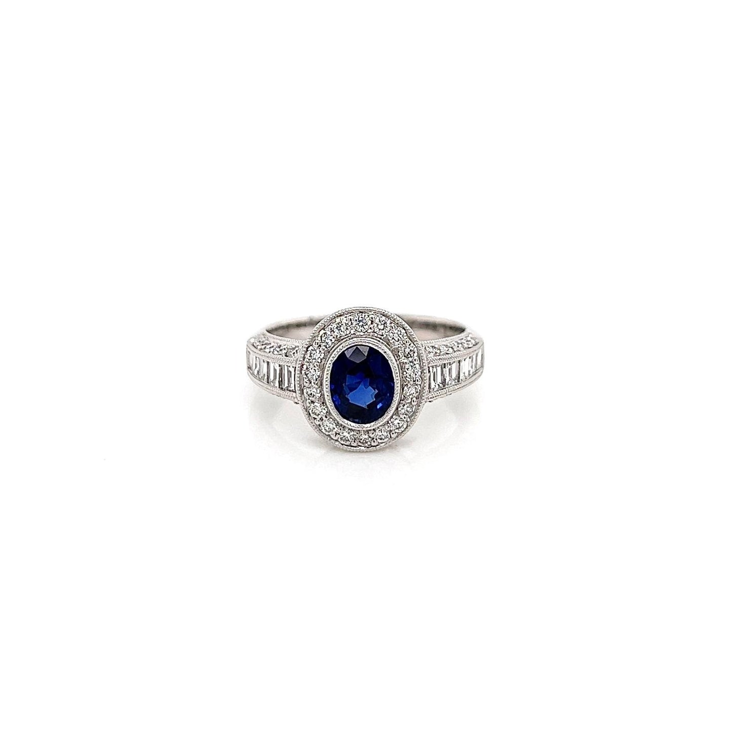 2.09 Total Carat Sapphire Diamond Engagement Ring