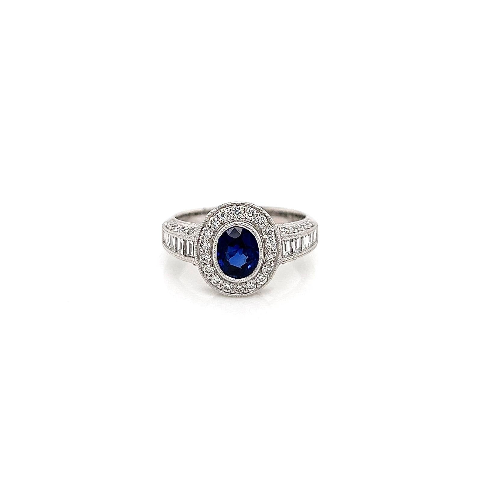 2.09 Total Carat Sapphire Diamond Engagement Ring