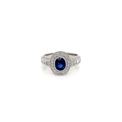 2.09 Total Carat Sapphire Diamond Engagement Ring