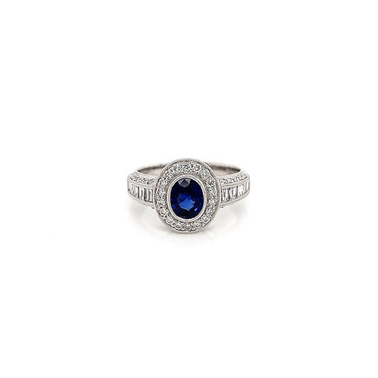 2.09 Total Carat Sapphire Diamond Engagement Ring