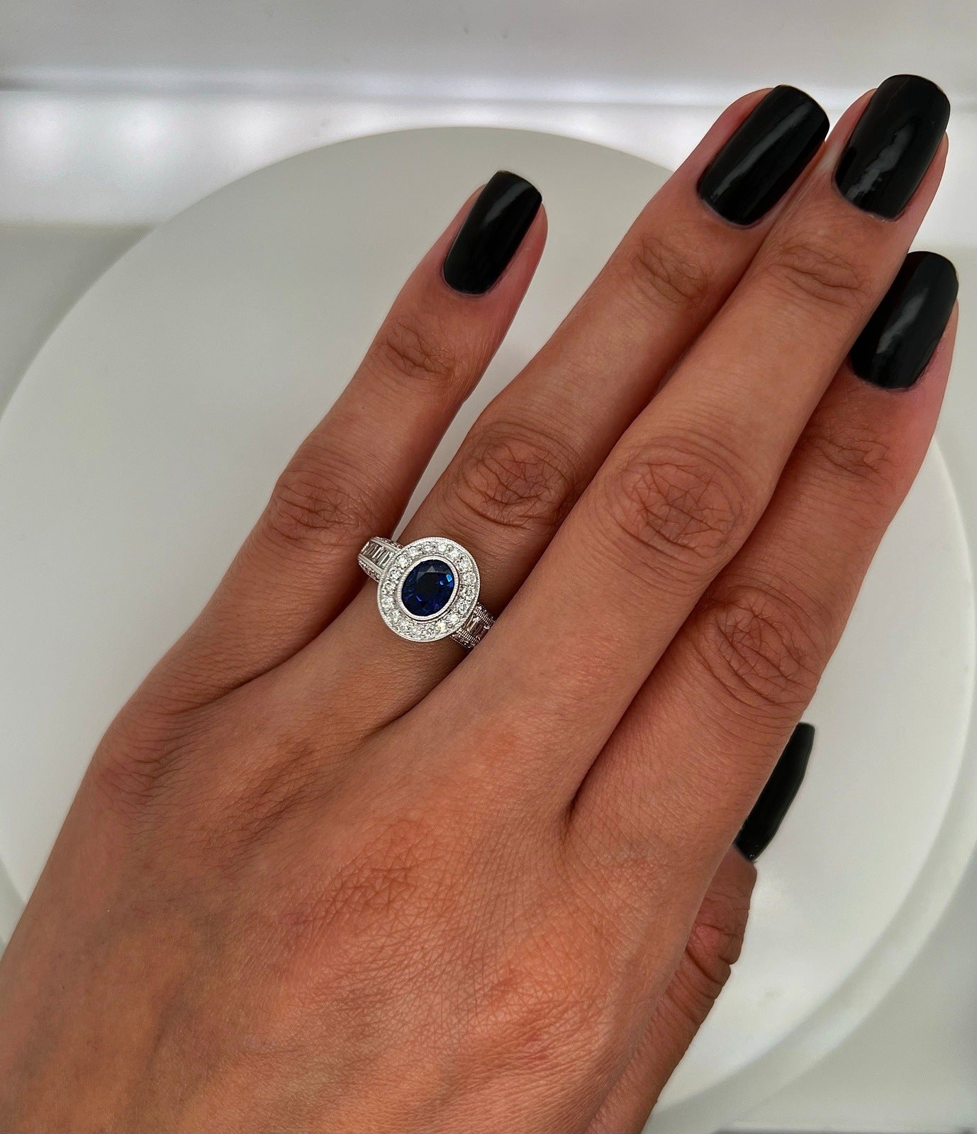 2.09 Total Carat Sapphire Diamond Engagement Ring