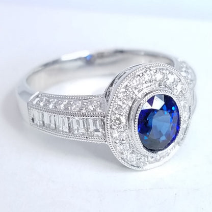 2.09 Total Carat Sapphire Diamond Engagement Ring