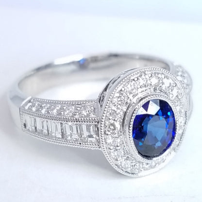 2.09 Total Carat Sapphire Diamond Engagement Ring