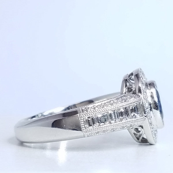 2.09 Total Carat Sapphire Diamond Engagement Ring