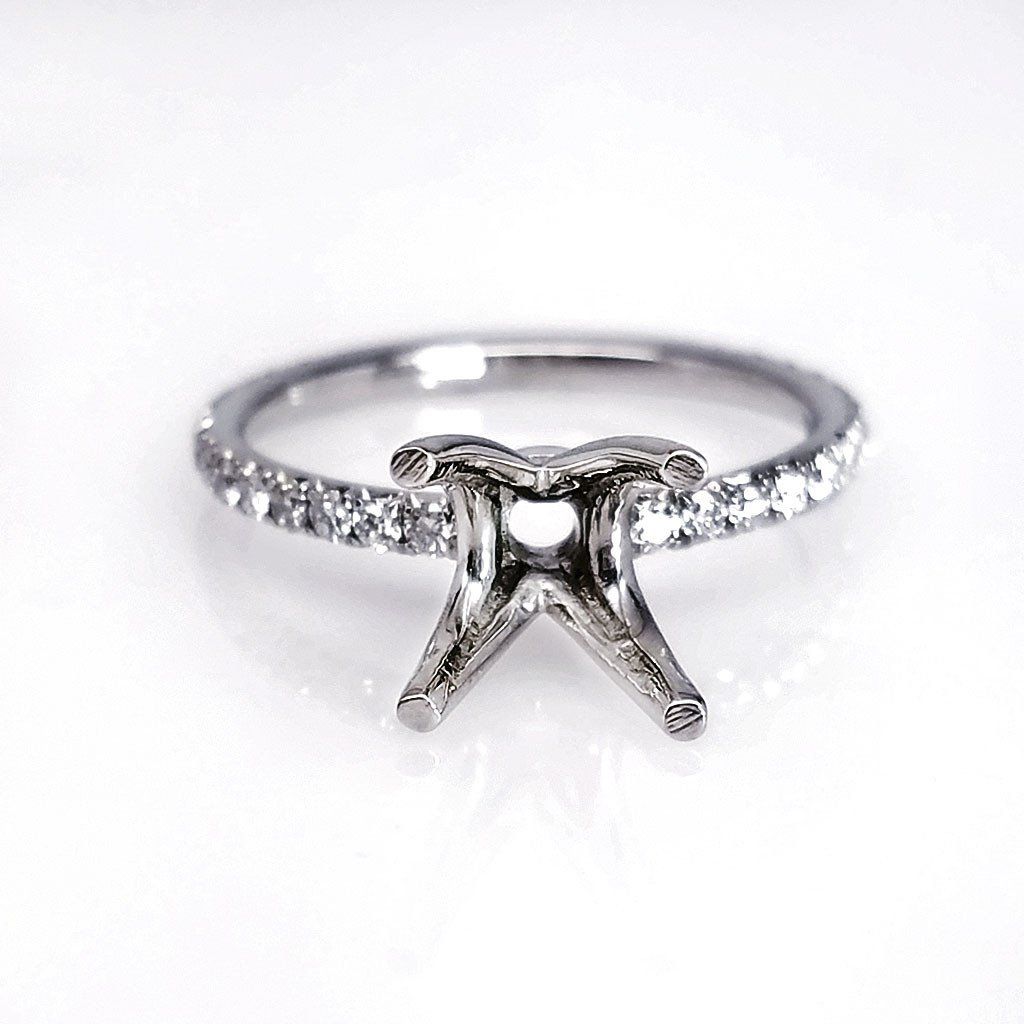 "ENGR03040" Custom Made Petite Delicate Diamond Engagement Ring Setting