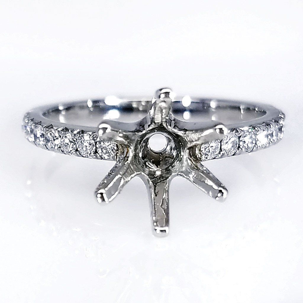 "ENGR03057" Tulip Style Pave Diamond Engagement Ring Setting