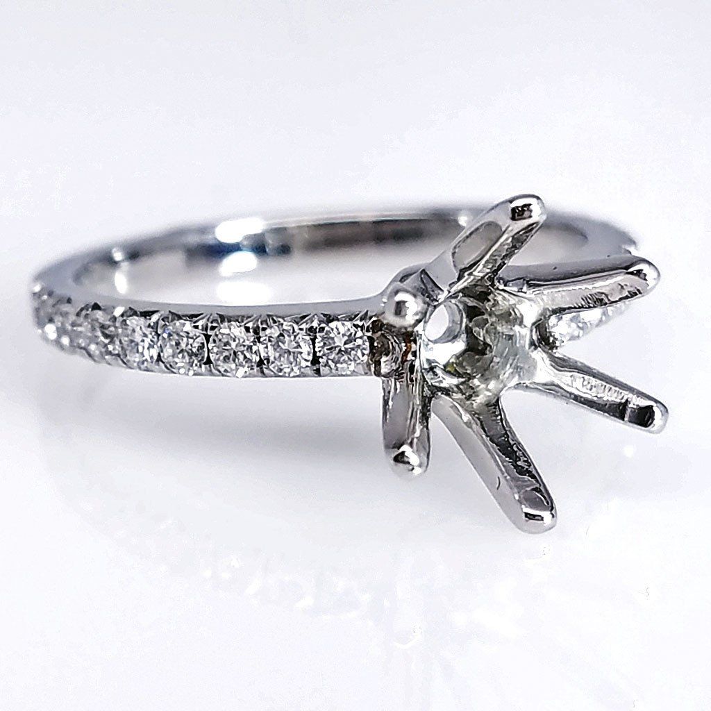 "ENGR03057" Tulip Style Pave Diamond Engagement Ring Setting