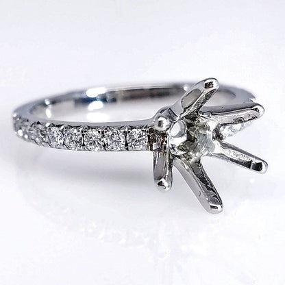 "ENGR03057" Tulip Style Pave Diamond Engagement Ring Setting
