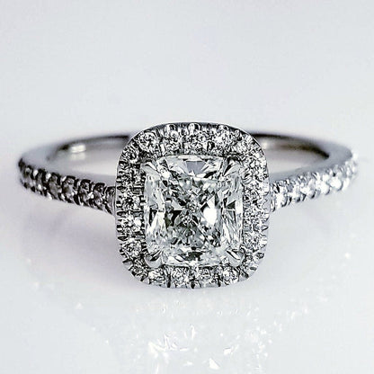 "ENGR03071" Cushion Cut Diamond Engagement Ring with Micropavé Halo
