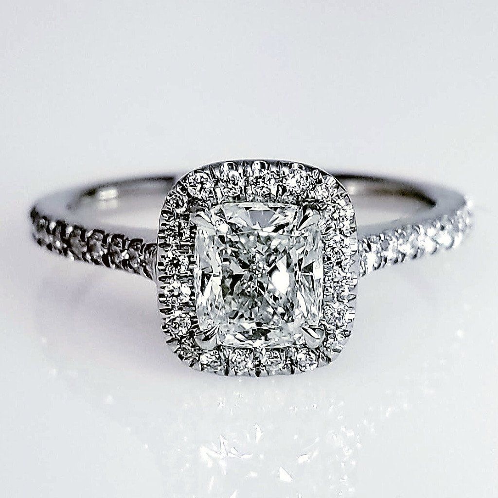 "ENGR03065" New Cushion Cut Delicate Halo Set Diamond Engagement Ring ENGR03065