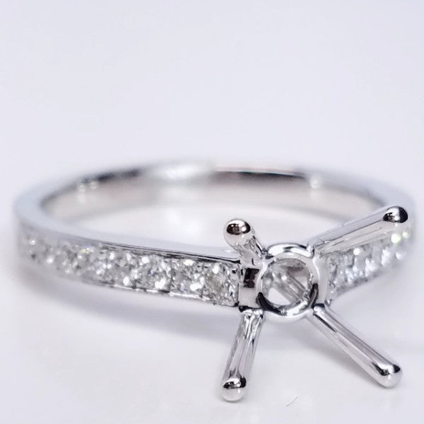 "ENGR03096" Solitaire Diamond Setting With Side Diamonds