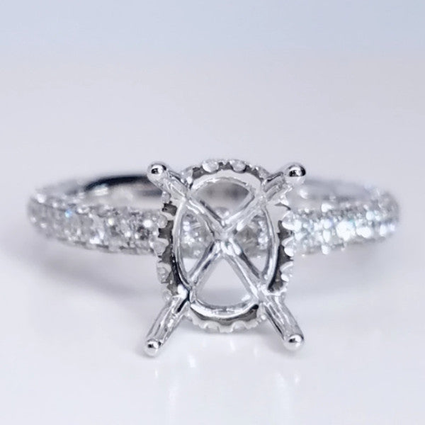 "ENGR03099" Royal Pave Three Sided Diamond Engagement Ring Setting