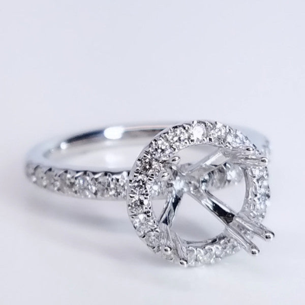 "ENGR03100" Round Diamond Pave Halo Diamond Engagement Ring Setting