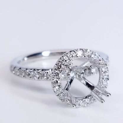 "ENGR03100" Round Diamond Pave Halo Diamond Engagement Ring Setting