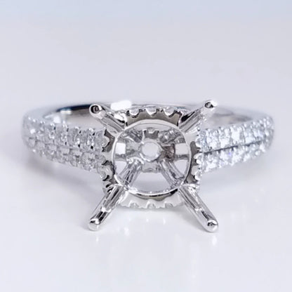 "ENGR03102" Two Row Pave Diamond Engagement Ring Setting