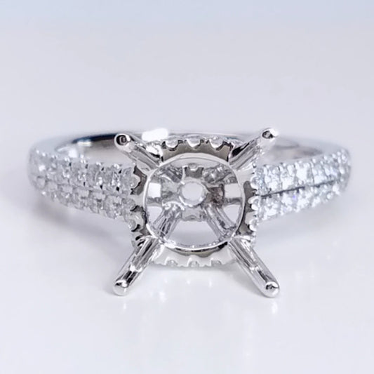 "ENGR03102" Two Row Pave Diamond Engagement Ring Setting