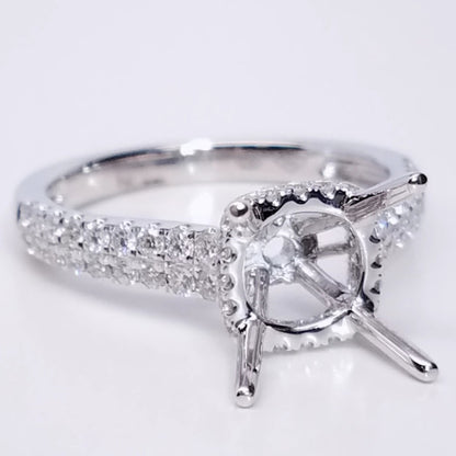 "ENGR03102" Two Row Pave Diamond Engagement Ring Setting