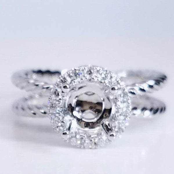 "ENGR03105" Round Cut Diamond Halo Twist Rope Setting