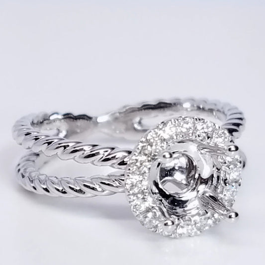"ENGR03105" Round Cut Diamond Halo Twist Rope Setting
