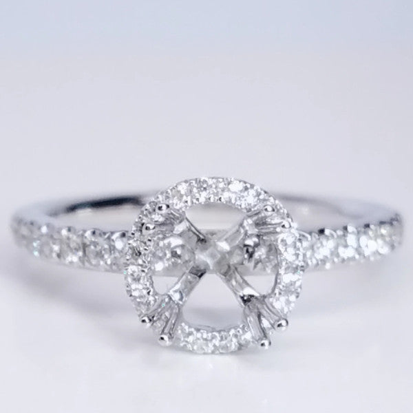 "ENGR03112" Round Halo Pave Diamond Setting