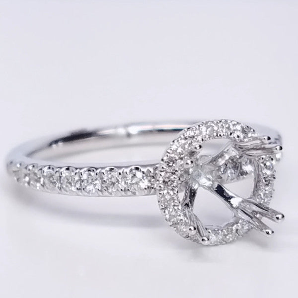 "ENGR03112" Round Halo Pave Diamond Setting