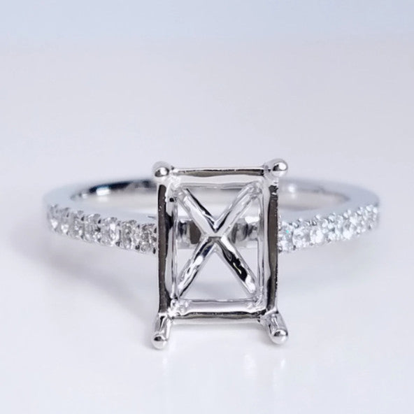 "ENGR03114" Solitaire Emerald Cut Diamond Engagement Ring Setting