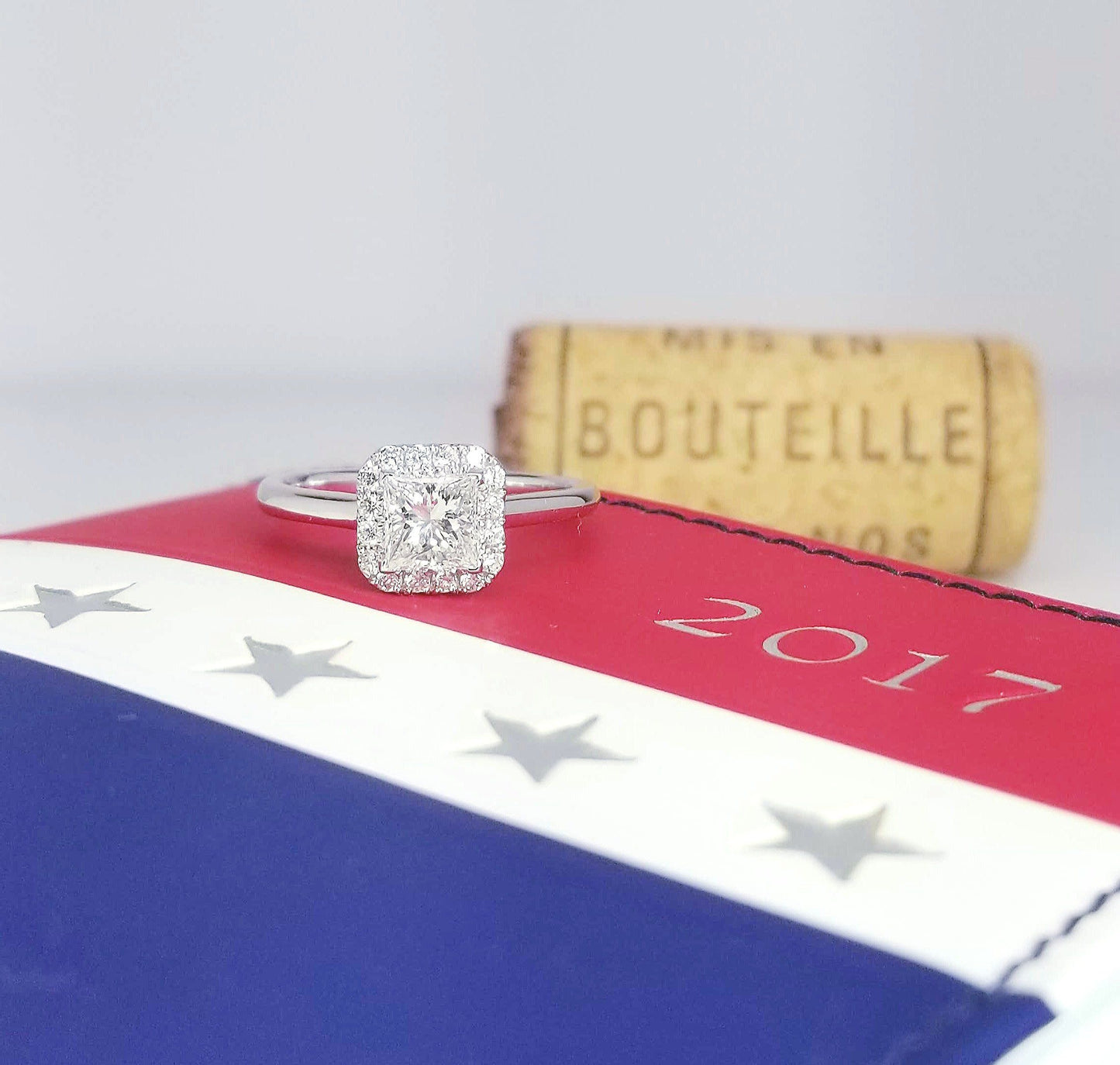 "ENGR03120" Princess Cut Halo Set Diamond Engagement Ring