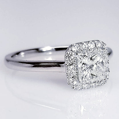Princess Cut Halo Set Diamond Engagement Ring
