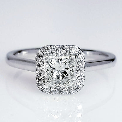 Princess Cut Halo Set Diamond Engagement Ring