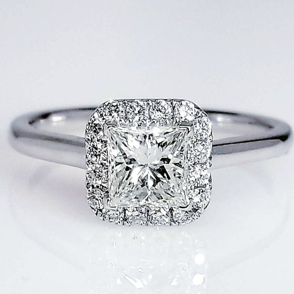 "ENGR03120" Princess Cut Halo Set Diamond Engagement Ring