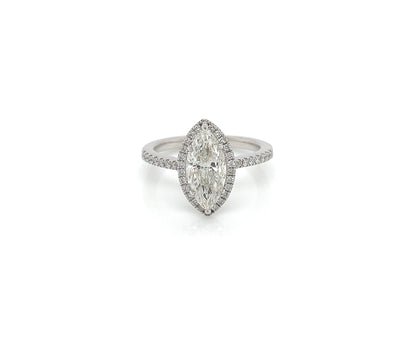 2.36 Total Carat Marquise Halo Pave Diamond Engagement Ring G-H Color, VS2-SI Clarity