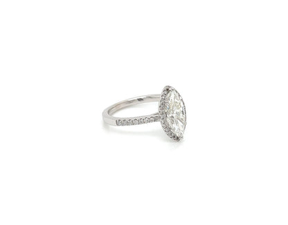 2.36 Total Carat Marquise Halo Pave Diamond Engagement Ring G-H Color, VS2-SI Clarity