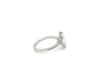 2.36 Total Carat Marquise Halo Pave Diamond Engagement Ring G-H Color, VS2-SI Clarity
