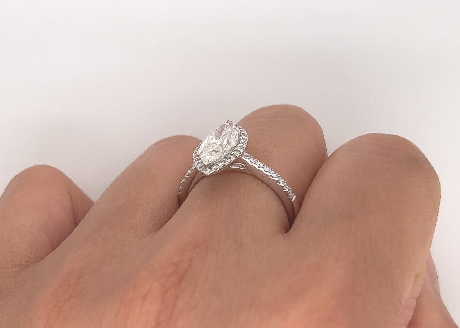 2.36 Total Carat Marquise Halo Pave Diamond Engagement Ring G-H Color, VS2-SI Clarity