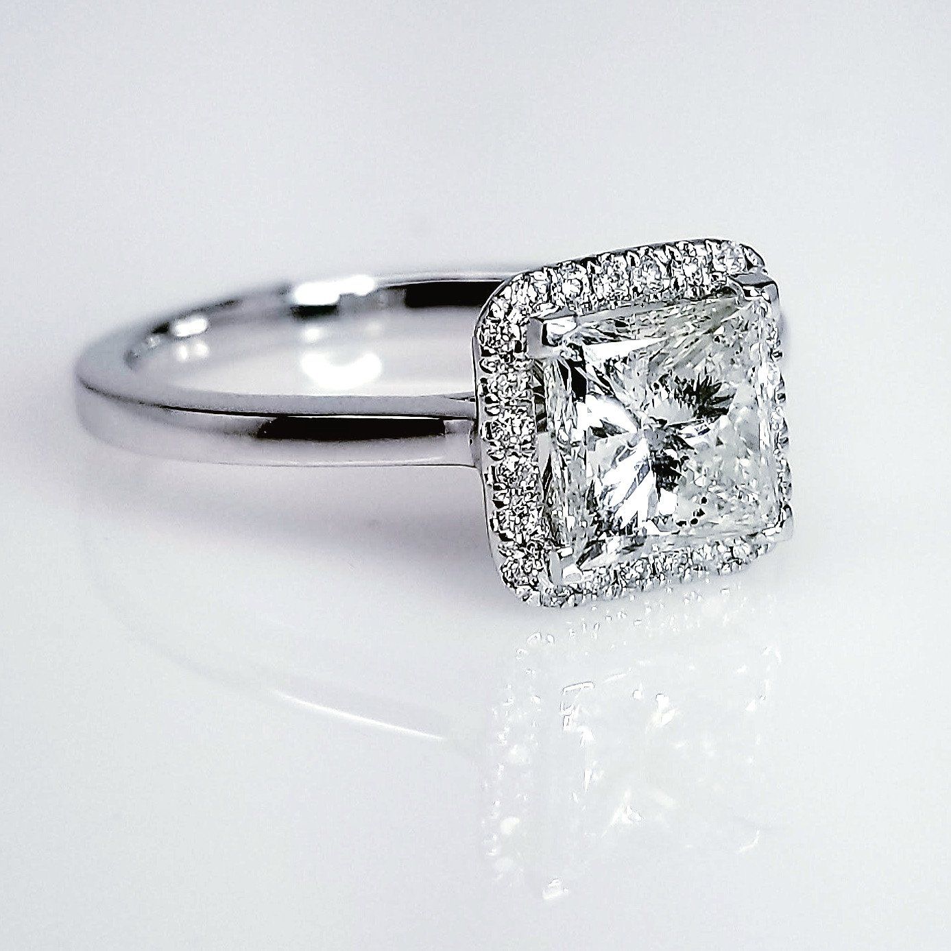 "ENGR03129" Square Diamond Halo Set Engagement Ring