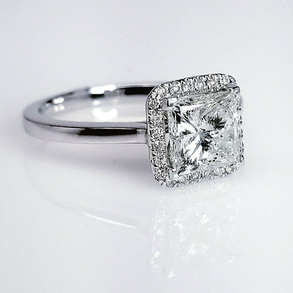 "ENGR03129" Square Diamond Halo Set Engagement Ring