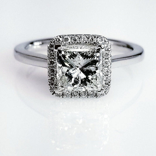 "ENGR03129" Square Diamond Halo Set Engagement Ring