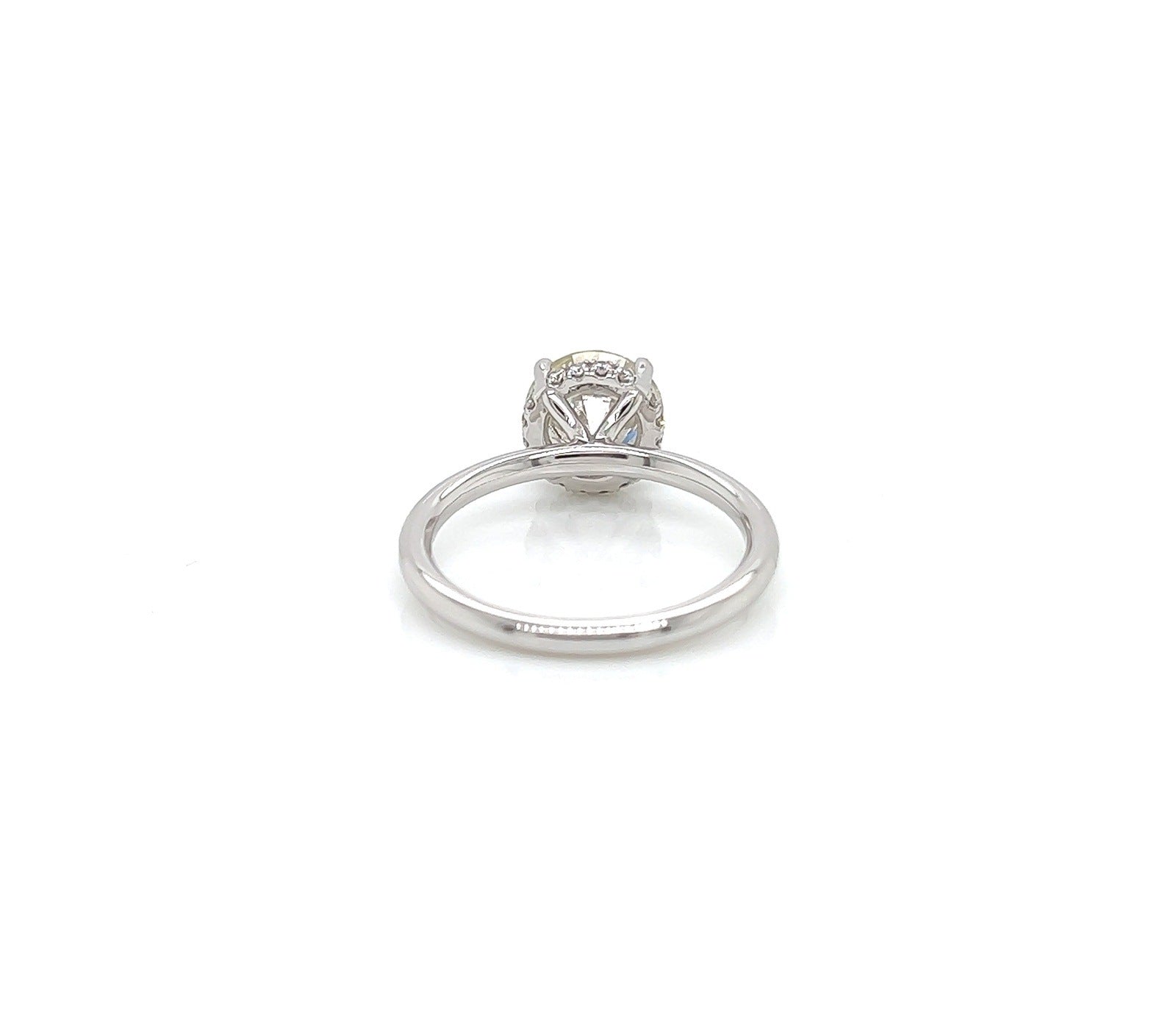 2.11 Total Radiant Cut Diamond Engagement Ring with Hidden Halo and Micro-Pave in Platinum, E VS2